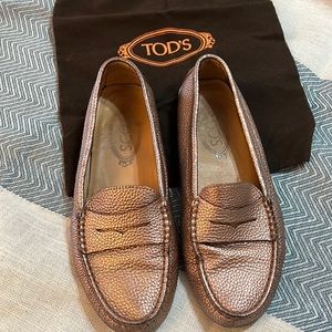 COPY - AUTH TOD’S Metallic Driver Penny Loafers